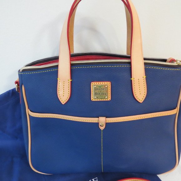 NEW BLUE Dooney & Bourke Small Daniela Pebble Leather Satchel with dust cover - Picture 1 of 7